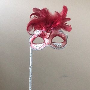 Red Masquarade Hand Held Mask